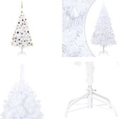 vidaXL Kunstkerstboom met LED's en kerstballen 150 cm PVC wit - Kunstkerstboom - Kunstkerstbomen - Kerstboom - Kerstdecoratie