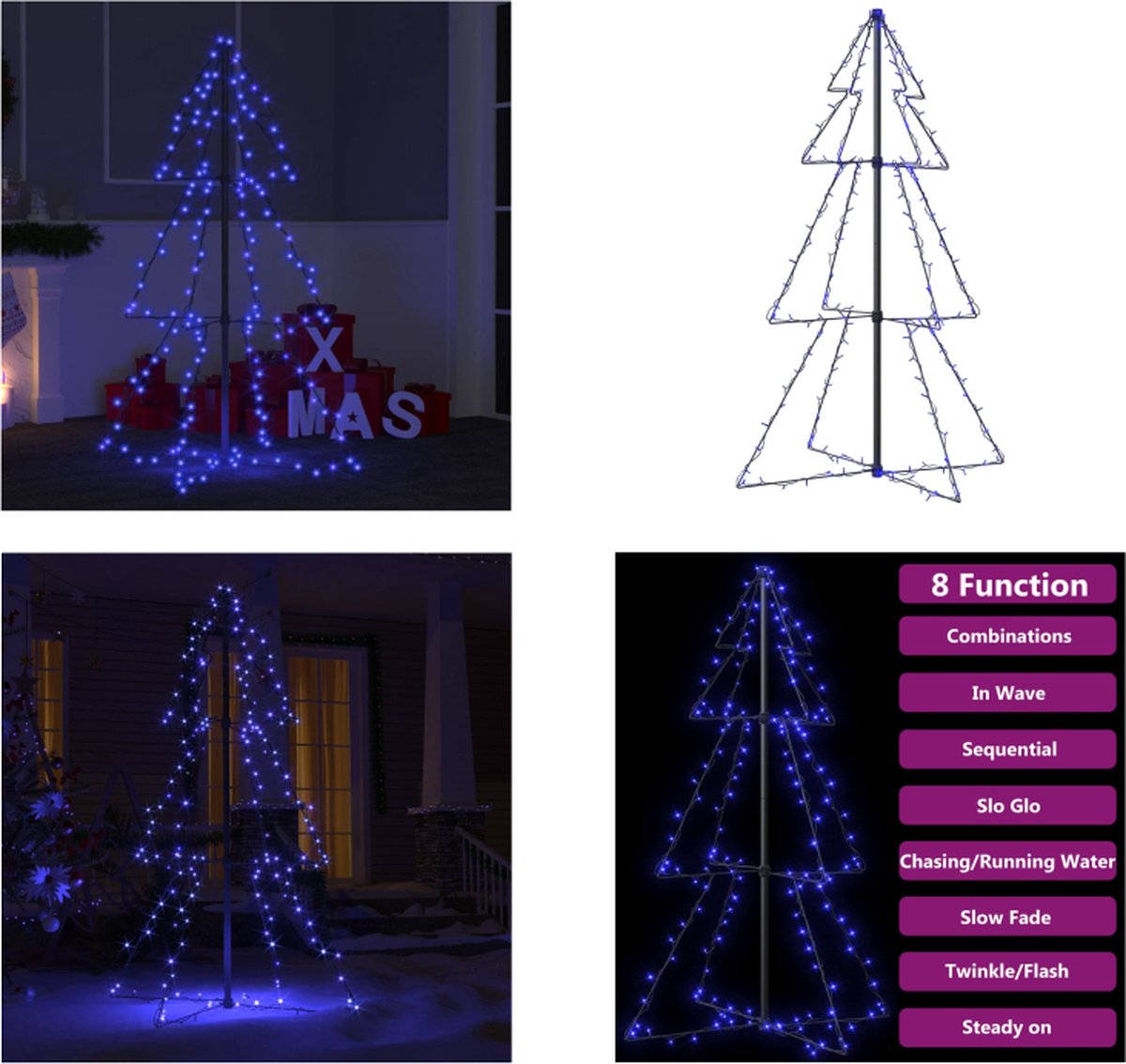 vidaXL Kegelkerstboom 160 LED's binnen en buiten 78x120 cm - Kerstkegelboom - Kerstkegelbomen - Kerstverlichting - Kerstverlichtingen