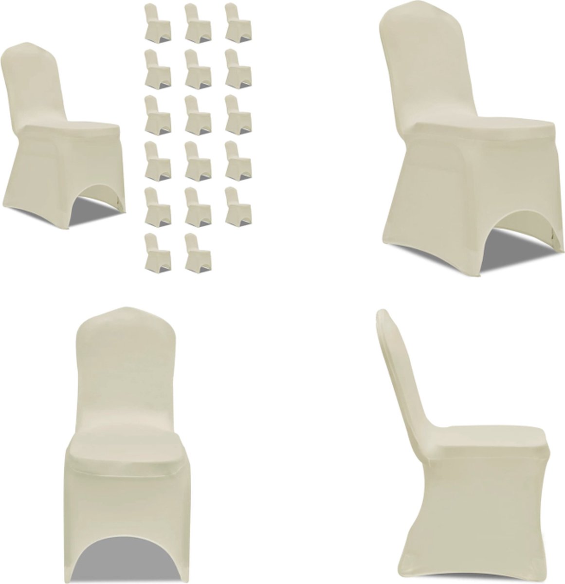 VidaXL Stoelhoezen stretch 18 st crème Stoelhoes Stoelhoezen Stoel Hoes Stoel Hoezen