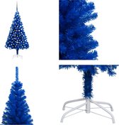 vidaXL Kunstkerstboom met LED's en kerstballen 150 cm PVC blauw - Kunstkerstboom - Kunstkerstbomen - Kerstboom - Kerstdecoratie