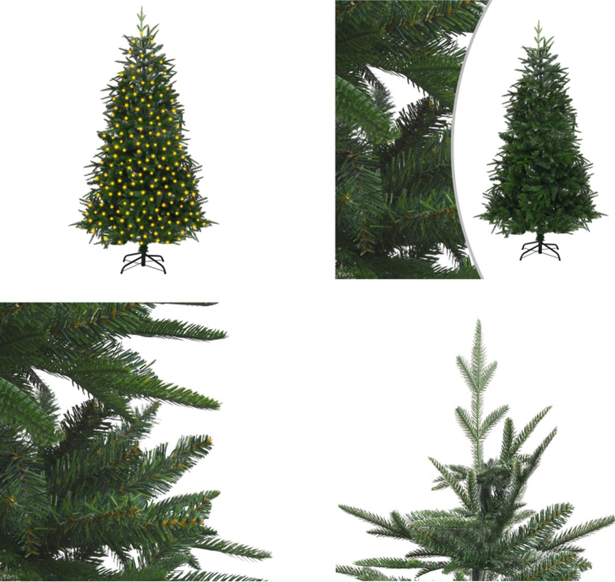 vidaXL Kunstkerstboom met LED's 240 cm PVC en PE groen - Kunstkerstboom - Kunstkerstbomen - Kerstboom - Kerstdecoratie