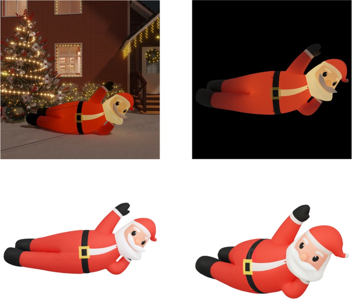 vidaXL-Kerstman-opblaasbaar-LED-160-cm - Opblaasbare Kerstman - Opblaasbare Kerstmannen - Kerstman - Opblaasfiguur