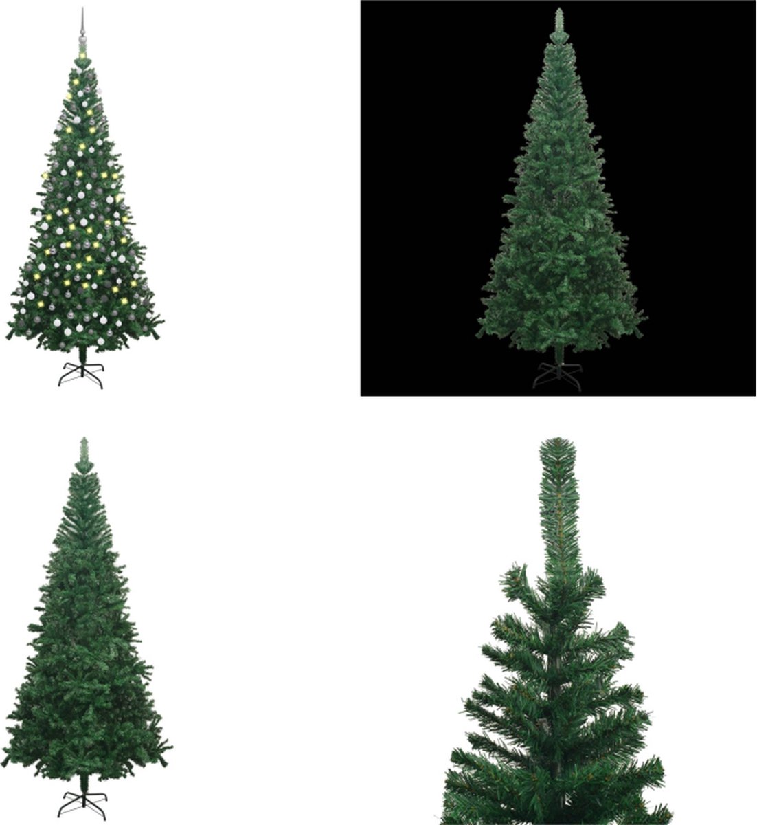 vidaXL Kunstkerstboom met LED's en kerstballen L 240 cm groen - Kunstkerstboom - Kunstkerstbomen - Kerstboom - Kerstdecoratie