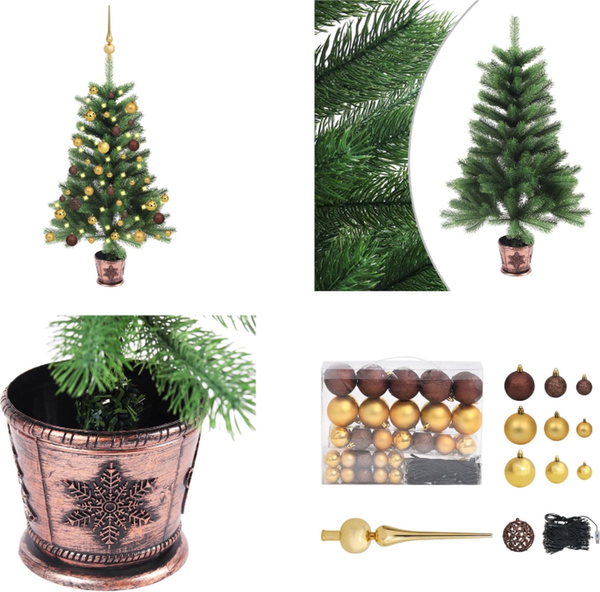 vidaXL Kunstkerstboom met LED's en kerstballen 65 cm groen - Kunstkerstboom - Kunstkerstbomen - Kerstboom - Kerstdecoratie