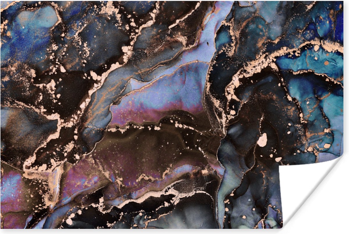 Poster Marmer - Goud - Rosé - 120x80 cm