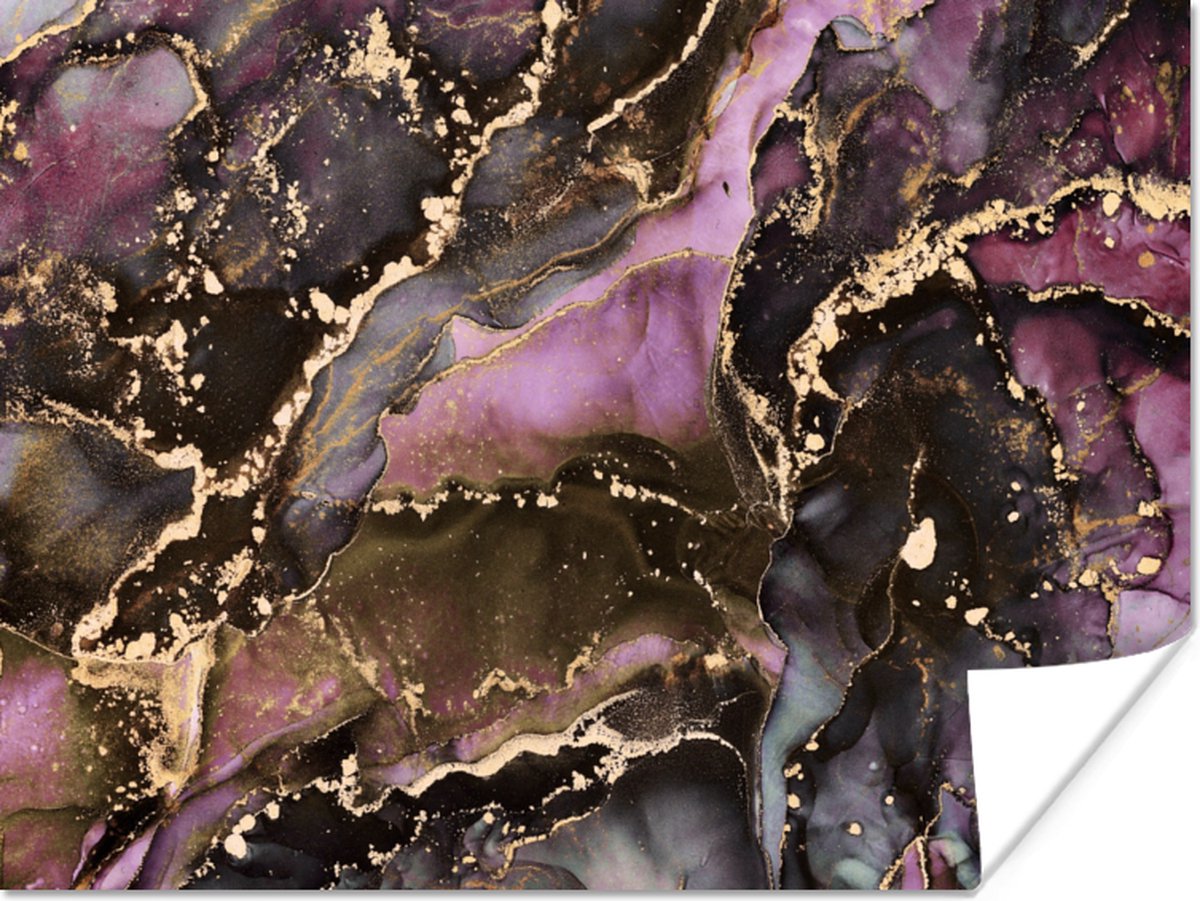Poster Marmer - Gold - Steen - Abstract - 120x90 cm