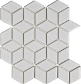 The Mosaic Factory Paris 3D Kubus - Tegel - Mozaïektegel - 26.5x30.5x0.5cm - Wit - Glans - 0.81m²/10 Stuks