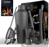 Cocktailset - 8 Delig - Cocktail Shaker (700ml) - Met cocktail boek - Cocktailsets - Cocktail Set - Zwart - Cadeau