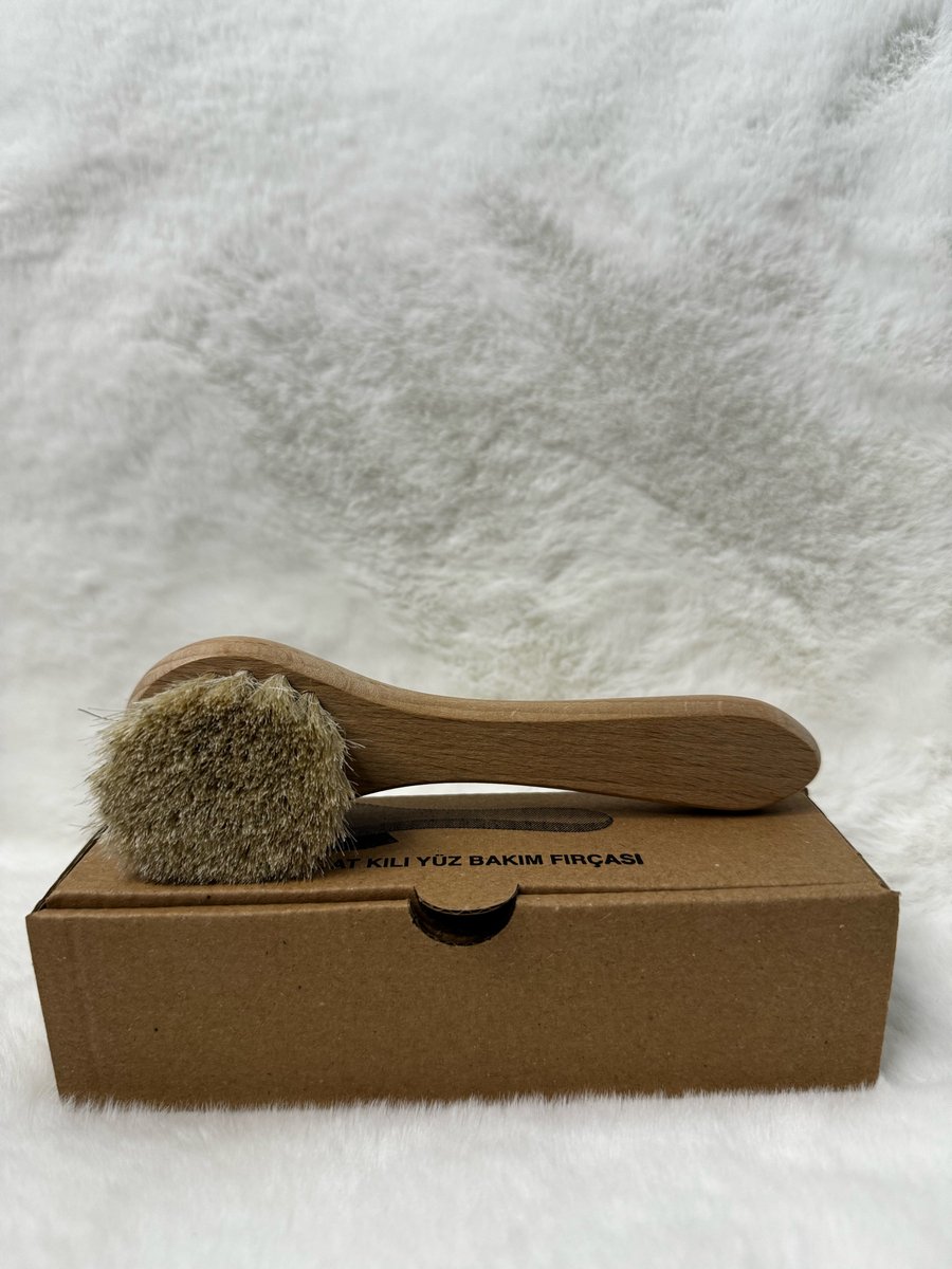 Gezichtsborstel Droogborstel HK beauty - gevoelige huid– Natuurlijke Droogborstel Gezicht – Dry Brush met Zachte Haren – Stimuleert Doorbloeding & Glow – Houten Handvat – Lymfedrainage & Skincare moederdag