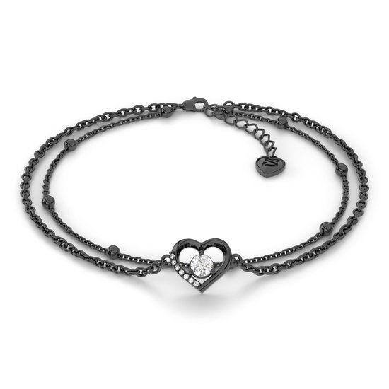 SERASAR Bracelet de cheville en argent sterling avec signe de cœur [Cœur], noir, bijoux 925