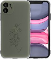 iMoshion Hoesje Geschikt voor iPhone 11 Hoesje Siliconen - iMoshion Design hoesje - Meerkleurig / Floral Green