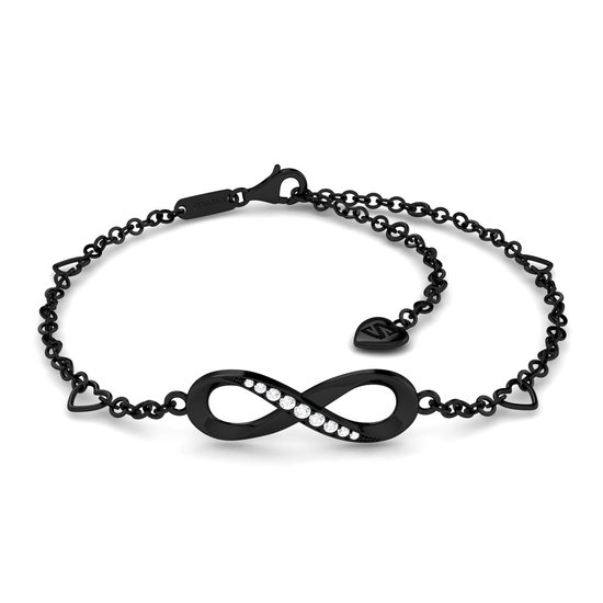 SERASAR Bracelet de cheville en argent sterling avec signe infini [Infinity], noir, bijoux 925
