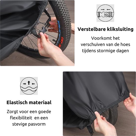 Josse Fietshoes Zwart Universeel - XL - Waterdicht - Anti-diefstal - Ultra Sterk Oxford - Incl. Opbergzak en Zadelhoes van Josse — afbeelding 5