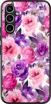 Casimoda® hoesje - Geschikt voor Samsung Galaxy A54 - Rosy Blooms - Zwart TPU Backcover - Planten - Roze