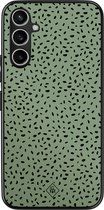 Casimoda® hoesje - Geschikt voor Samsung Galaxy A54 - Green Confetti - Zwart TPU Backcover - Geruit/gestreept/gestipt - Groen