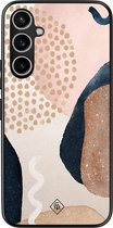 Casimoda® hoesje - Geschikt voor Samsung Galaxy S23 FE - Abstract Dots - Zwart TPU Backcover - Geometrisch patroon - Bruin/beige
