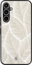 Casimoda® hoesje - Geschikt voor Samsung Galaxy S23 FE - Palmy Leaves Beige - Zwart TPU Backcover - Natuur - Bruin/beige
