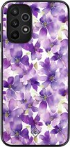 Casimoda® hoesje - Geschikt voor Samsung Galaxy A13 4G - Floral Violet - Zwart TPU Backcover - Bloemen - Paars