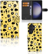 Wallet Book Case met Pasjeshouder Geschikt voor Samsung Galaxy S24 Ultra Hoesje Punk Yellow