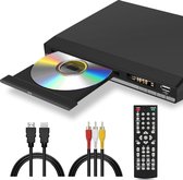 Lecteur DVD avec HDMI - Lecteur DVD - Lecteur DVD HDMI - Lecteur DVD pour ordinateur portable - Zwart - 1080P - Câble HDMI inclus - Avec télécommande - Lecteur DVD et CD - Compact