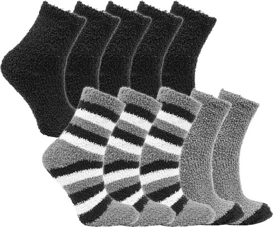 Huissokken | Dames sokken | 10 paar | Maat: 36-41 | Kleur: Zwart Grijs