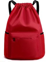 Sporttas Met Grote Inhoud (47 cm x 36 cm) - Trendy Zwemtas - Single Solid Colour Drawstring Bag - Outdoor Sporttas voor fietsen - Waterdicht - Rood