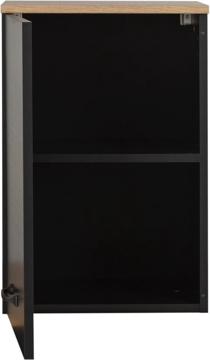 Bovenkast Manno 40cm met 1 deur - zwart/eik - Gautier - Gami - Smalle kasten - Bruin; Zwart - Melamine; Spaanplaat - Smalle kasten -