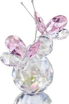Roze kristal dubbele vlinder figuur cadeau, handgemaakt kunstglas dier verzamelstuk geschenkdoos