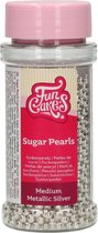 FunCakes Suikerparels - Medium - Metallic Zilver 80g - Eetbare Taartdecoratie