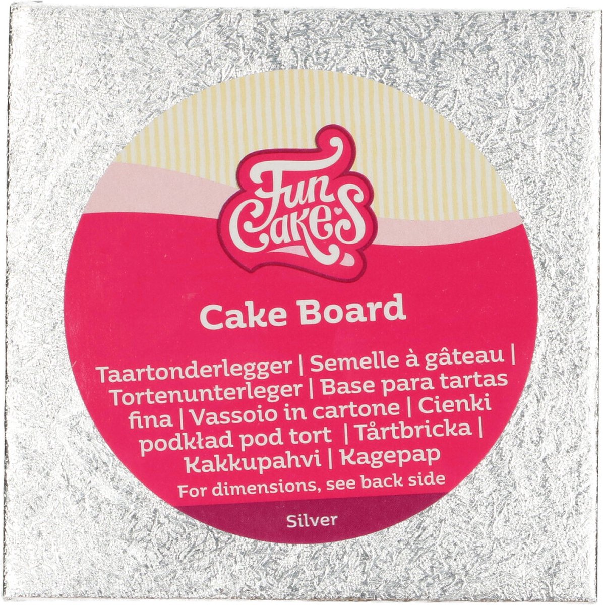 FunCakes Cake Board Vierkant - Zilver - 12,5x12,5 cm - Taartonderlegger - Taartkarton