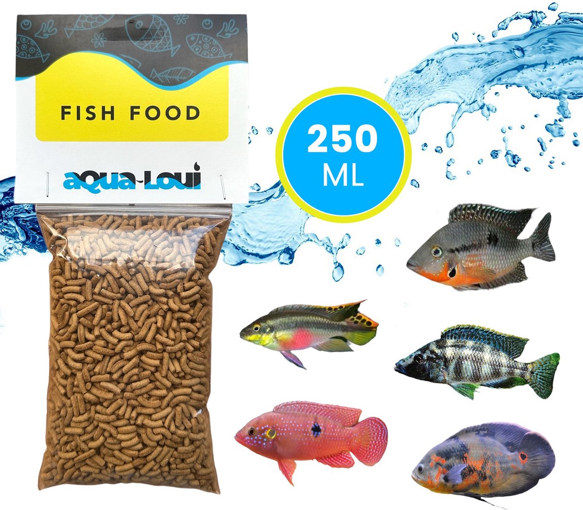 Aqua-Loui® - Visvoer - Tropisch Vissenvoer – Drijvende Sticks - Visvoer Aquarium - Geschikt Voor Cichilide en Grotere Vissen - 250ml