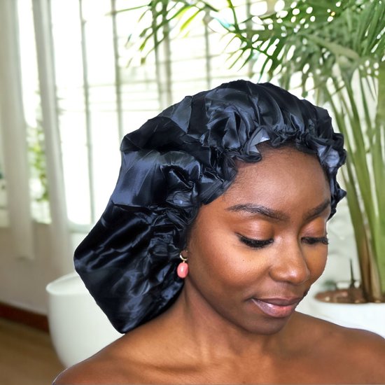 XXL Douchemuts / Shower cap voor braids / dreadlocks / rasta / dreads AfricanFabs® - Extra groot - Zwart - AfricanFabs