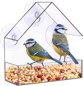Vogelvoederbak met doorzichtig raam voor buiten, vogelvoederhuis met zuignap voor tuin, dieren in achtertuin, kleine vogels, acryl plastic