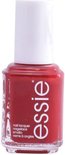 Essie nagellak in de kleur felrood met een witte dop. Etiket met 'nail lacquer'.