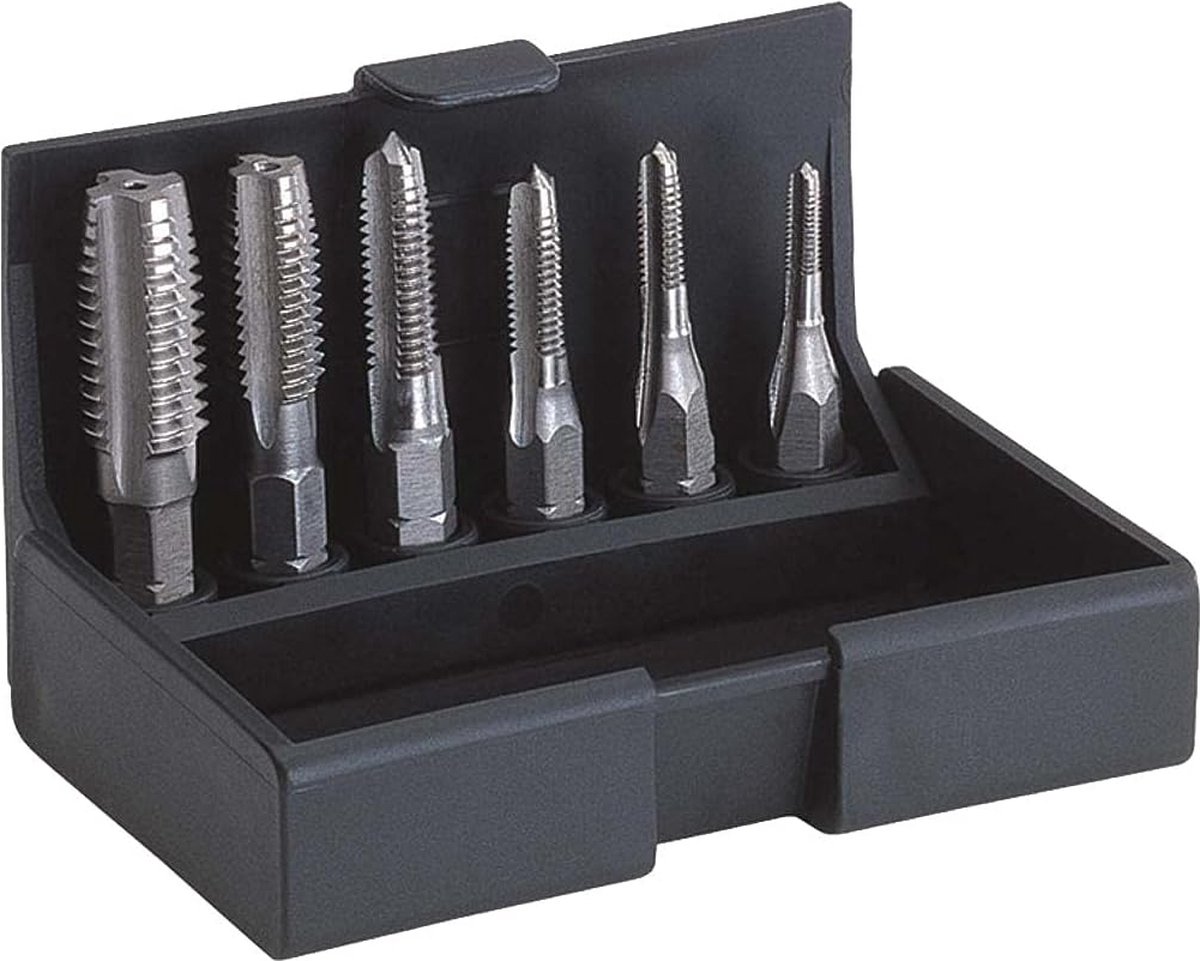 SW-Stahl 82220L tapbitset 1/4 inch HSS geslepen, 6 stuks M3-4-5-6-8-10