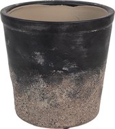 Clayre & Eef Pot de fleurs d'intérieur Ø 17x16 cm Noir Marron Céramique Pot de fleur