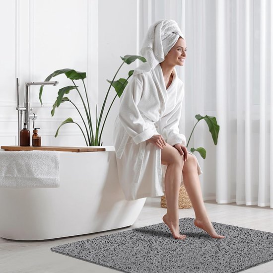 Tapis De Bain Antidérapant Luffa 60x60 Cm - Confortable Et Sécuritaire - Beige