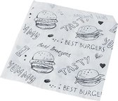 Hamburger zakjes 13 cm x 13 cm wit met opdruk (1000 stuks)