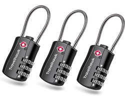 Travelhawk Kofferslot - TSA Reisslot - Cijferslot - Cijferslot Hangslot - 3 Cijferig - 3 Stuks - Zwart