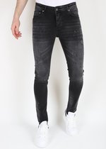 Zwarte Slim Fit Stretch Jeans Heren met Gaten - MM113
