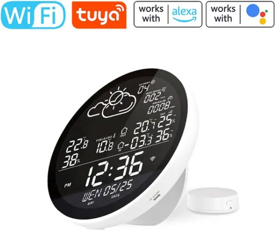 Foto: Afintek smart life weerstation sws1 slim weerstation met buitensensor met app datum tijd temperatuur luchtvochtigheid 1 buitensensor