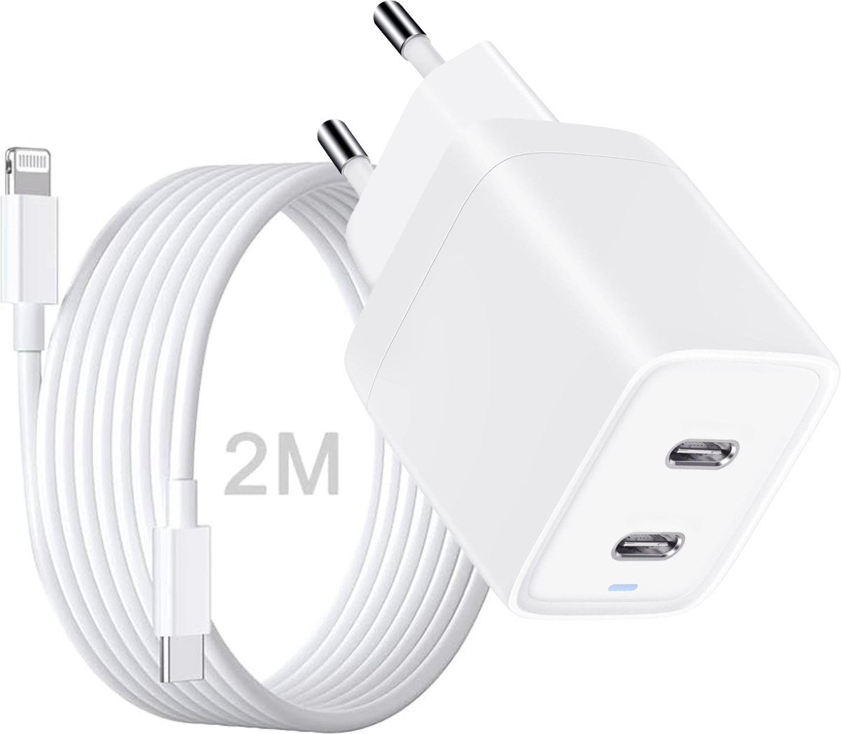 USB C naar Lightning Adapter 2 stuks,USB C Lightning adapter 36W Snel opladen/telefoon computer gegevensoverdracht/antislipontwerp/anti verlieskoord voor iPhone14 13 12 11 Pro Max, niet voor OTG/audio