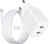 45W USB C Snellader Set - Geschikt voor Apple iPad en iPhone met Lightning - USB C Kabel - 3 Meter - Adapter Stekker Lader