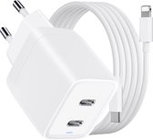 45W USB C Snellader Set - Geschikt voor Apple iPad en iPhone met Lightning - USB C Kabel - 2 Meter - Adapter Stekker Lader