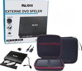 Solidix Externe DVD Speler - 3 in 1 pakket - Met Beschermhoes - Extra Kabel 1,5 Meter - Externe DVD Brander - CD/DVD speler - Voor Laptop en PC - Plug & Play