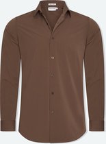 Solution Clothing Felix - Casual Overhemd - Kreukvrij - Lange Mouw - Volwassenen - Heren - Mannen - Bruin - M
