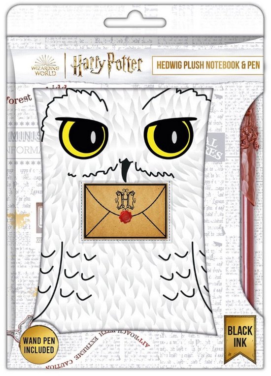 Harry Potter Hedwig notitieboek en pen in verpakking. Uil met brief en toverstafpen.