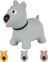 Tootiny Springen & Stuiteren Hond Spacehopper - Incl. Pomp - Verpakt in Geschenkdoos - Speelgoed 1+ Jaar - Grijs