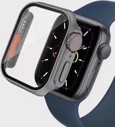 Full Cover Tempered Glass - Uzzy M.F - 45 MM - Screen Protector - Kleur midnight - Case Bumper - Hoesje Geschikt Voor Apple Watch Series 8 7 6 5 4 3 2 1 SE - 45 MM Beschermkap - Beschermhoes - upgrade naar nieuw model - Gehard Glas