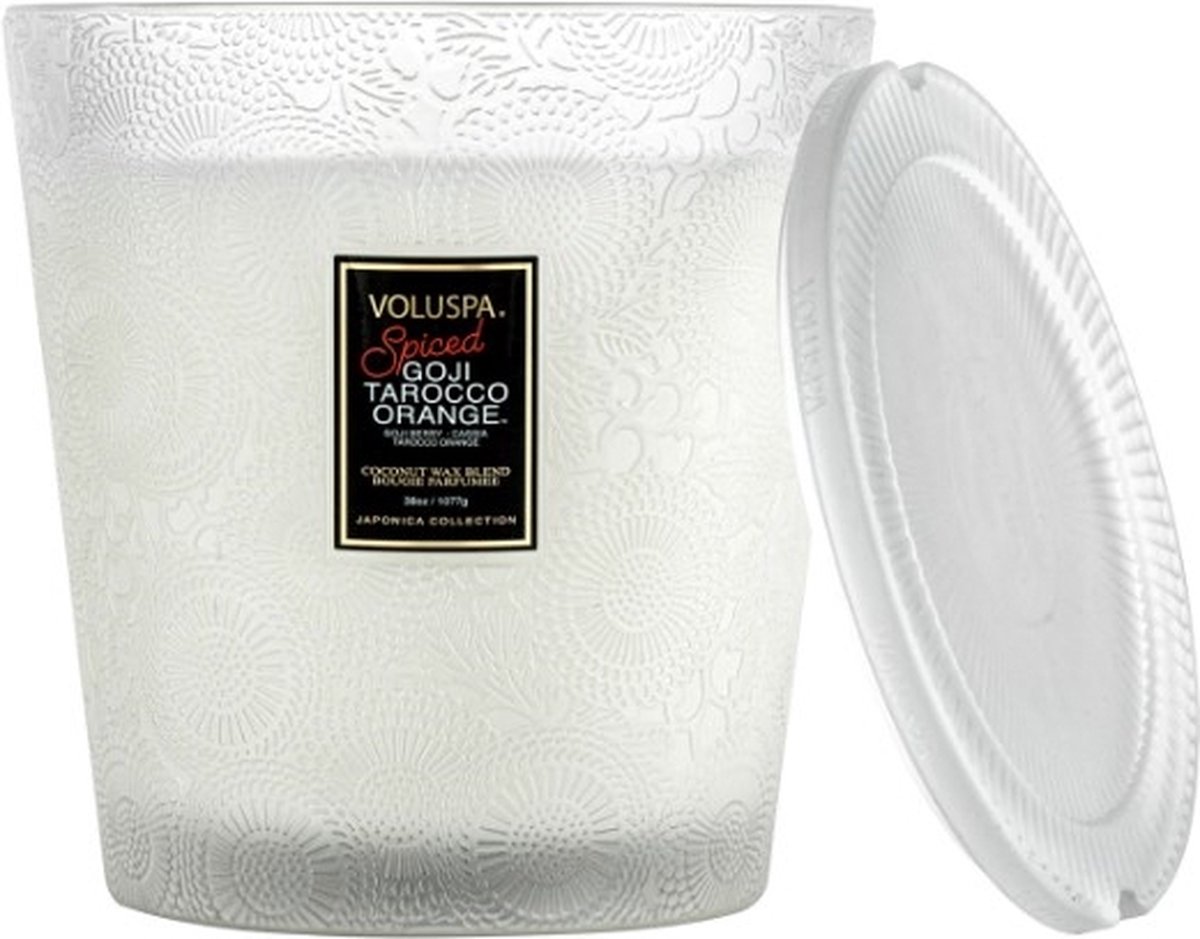 Voluspa Japonica Holiday Spiced Goji Tarocco Orange Geurkaars Japonica Goji Tarocco Orange Spiced 3 Wick Hearth Candle 1077gr